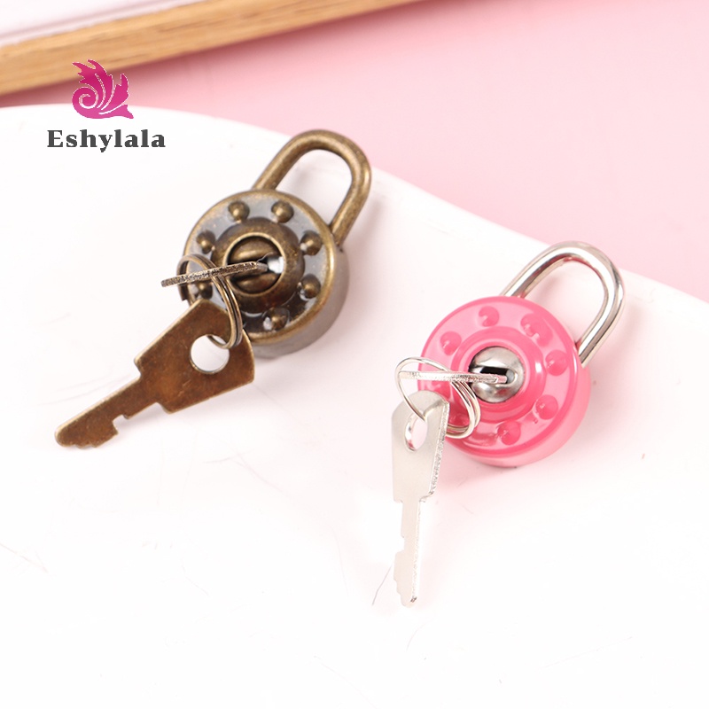 Eshylala 1 Set Ổ Khóa Hành Lý Hình Tròn mini Kèm Chìa Khóa Tiện Dụng