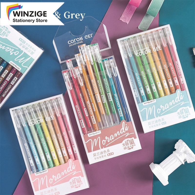 Winzige Set 9 bút gel nhiều màu ngòi 0.5mm sắc bút màu dễ thương bút mực morandi màu sắc khác nhau cho học sinh