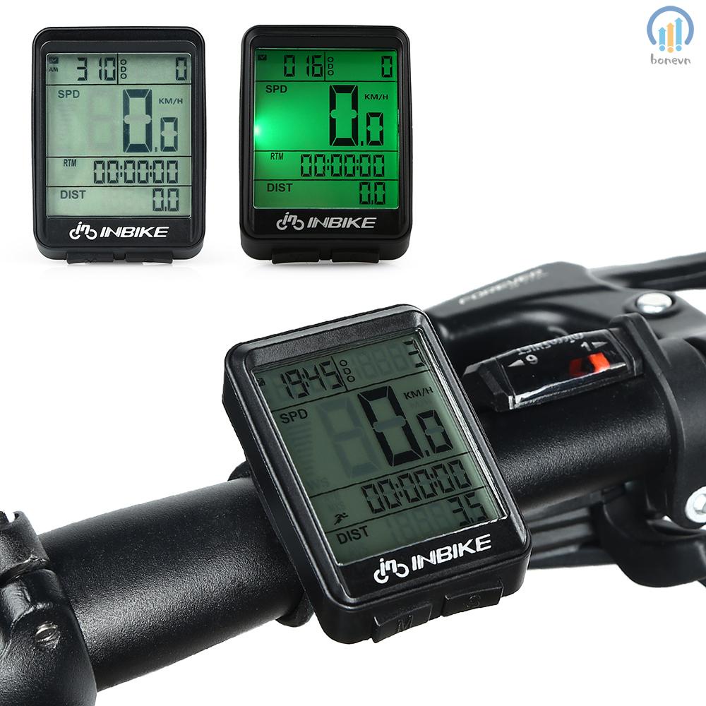 INBIKE Bike Speedometer Wireless Bicycle Computer Rainproof LCD Display Odometer Temperature Tracker