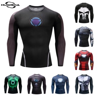 Áo thun thể thao nam tay ngắn in hình siêu anh hùng ironman