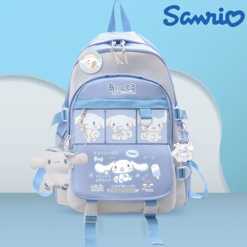 Sanrio Ba Lô Đi Học Màu Đen / Xanh Hình cinnamoroll Nhồi Bông Đáng Yêu Cho Bé