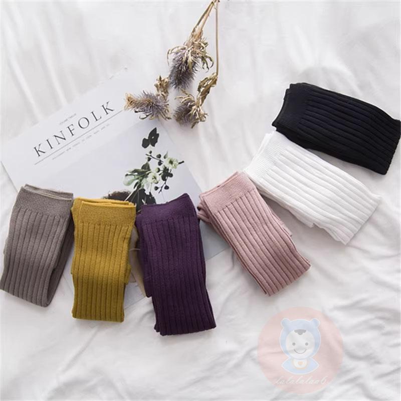 Laa6-kids Kẹo Màu Có Gân Đan Móc Quần Tất