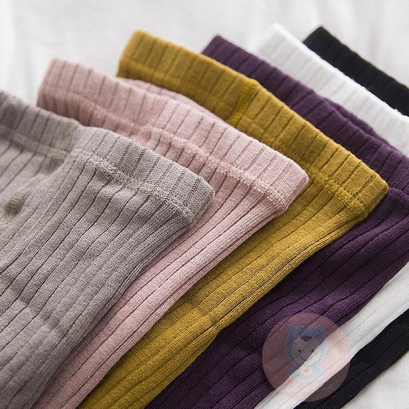 Laa6-kids Kẹo Màu Có Gân Đan Móc Quần Tất