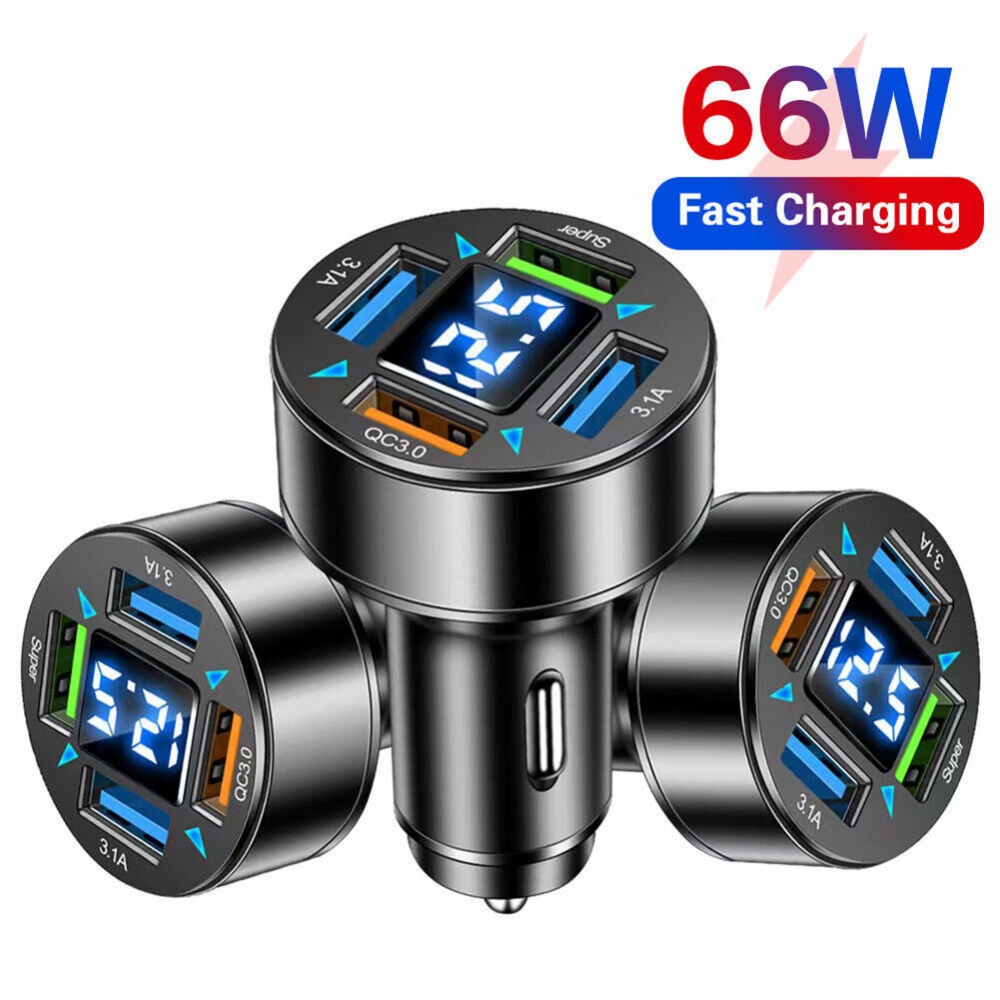 Bộ SạC Nhanh 66w 4 CổNg usb pd qc 3.0 HiểN Thị led Kỹ ThuậT Số Cho Xe Hơi