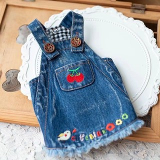 Thú cưng Thú cưng Mục vụ Denim Dây đeo Váy Quần áo chó dễ thương Quần áo mùa thu Teddy Maltese Yorkshire Thú cưng