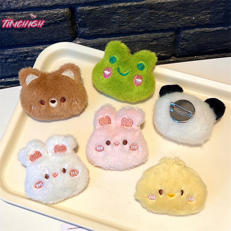 Ghim Cài Áo Hình Thú Nhồi Bông / Gấu / Thỏ / Gà / Gấu Trúc Hoạt Hình Dễ Thương Cá Tính Trang Trí Túi Xách