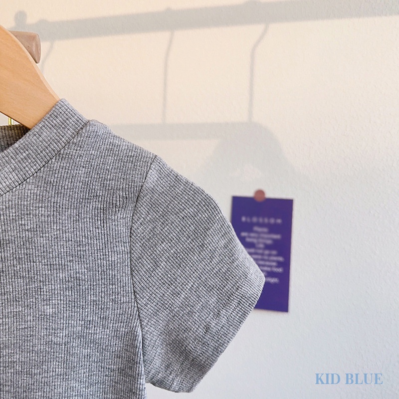 Bộ Áo Thun Mềm Ngắn Tay + Quần Dài Màu Sáng Phong Cách Hàn Quốc Thời Trang Mùa Hè Cho Bé Gái