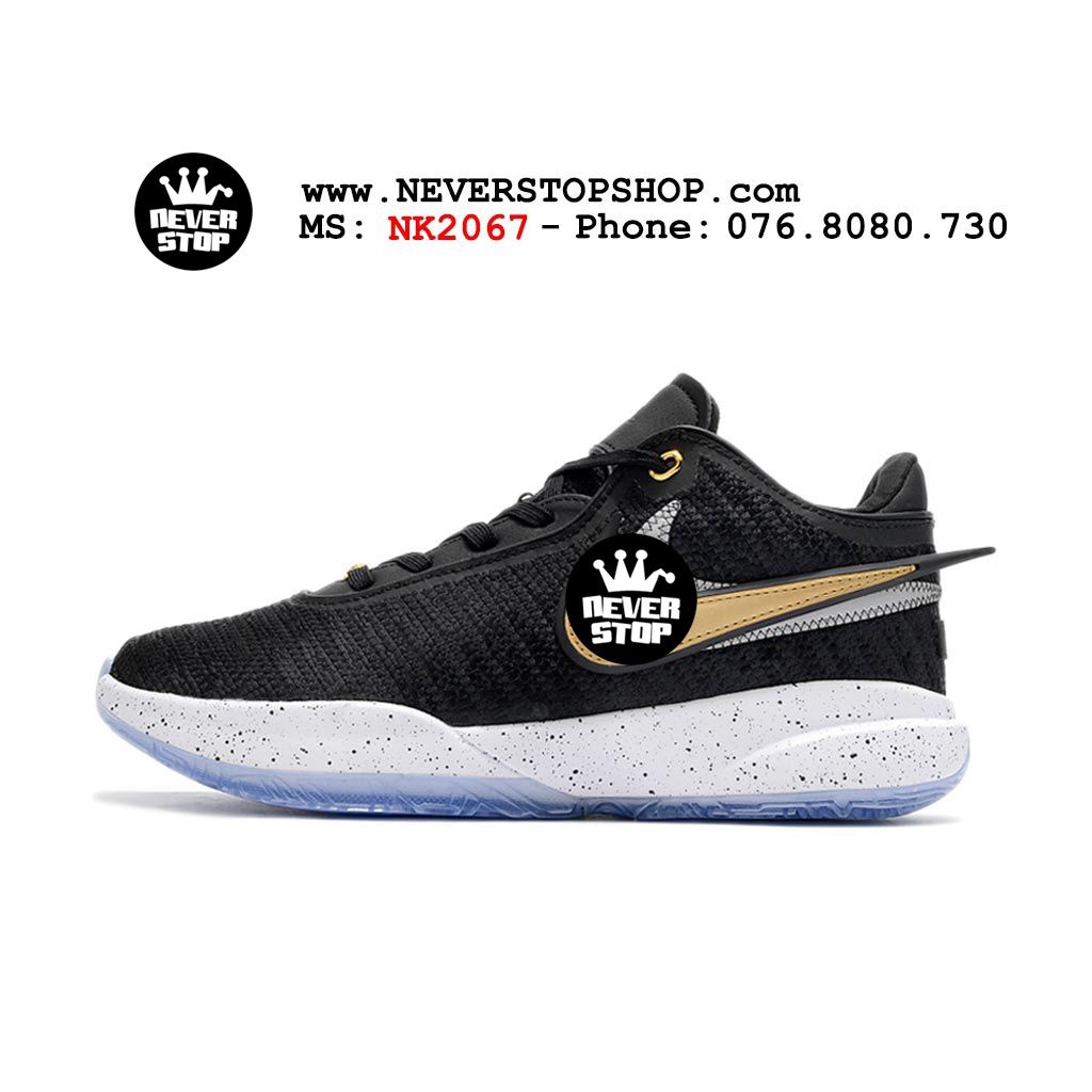 Giày bóng rổ LEBRON 20 ĐEN TRẮNG mới, độ bền bám cao chống mòn chuyên outdoor  | NeverStopShop.com