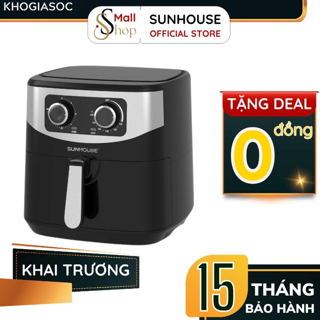 Nồi chiên không dầu Sunhouse SHD4062 6.0L, công nghệ Rapid Air giảm đến 80% lượng chất béo - Chính hãng - SSHOP OFFICIAL