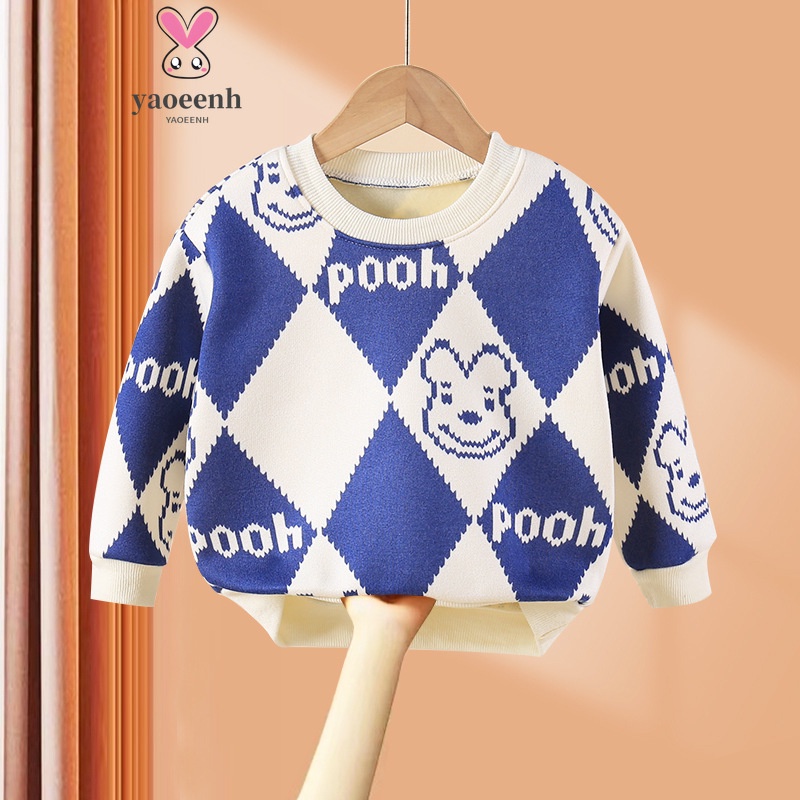 【YAOEENH】Áo sweater Dệt Kim Tay Dài 80-160cm In Họa Tiết Hoạt Hình Dễ Thương Thời Trang Thu Đông Cho Bé Trai Và Gái