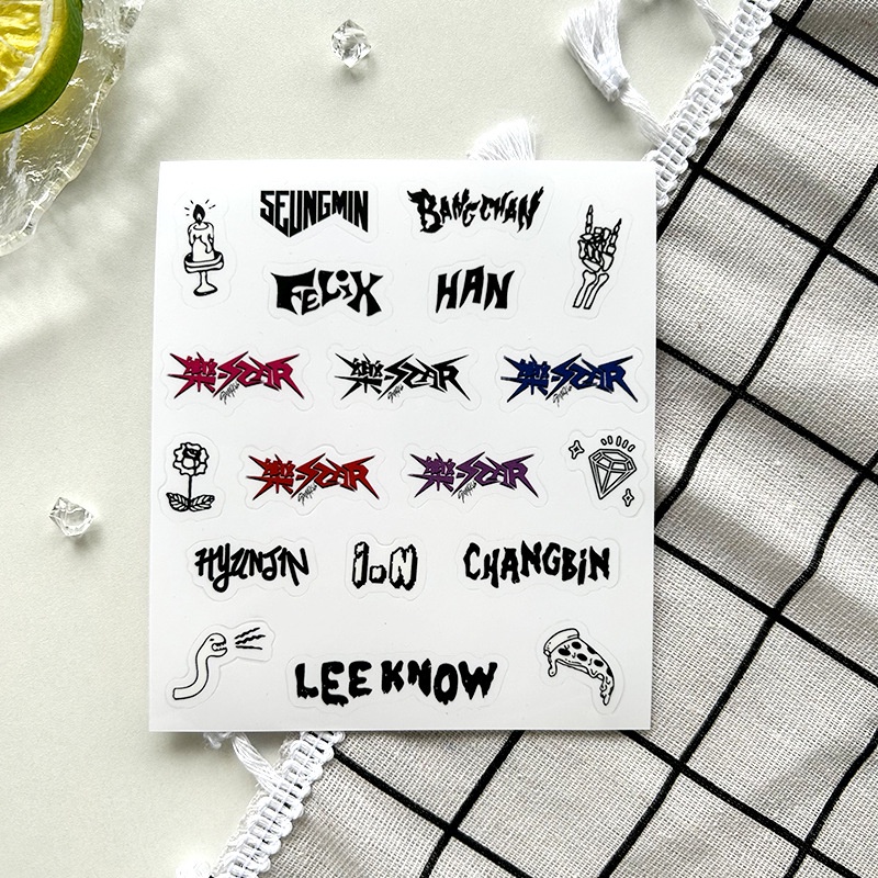 Nhãn Dán Trang Trí Điện Thoại Bằng pvc Trong Suốt Chống Nước Hình raku-star kpop stray kids