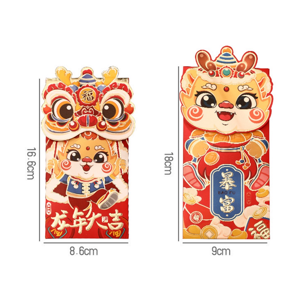 Bao Lì Xì Năm Mới Trung Hoa Họa Tiết Rồng Hoạt Hình Dễ Thương
