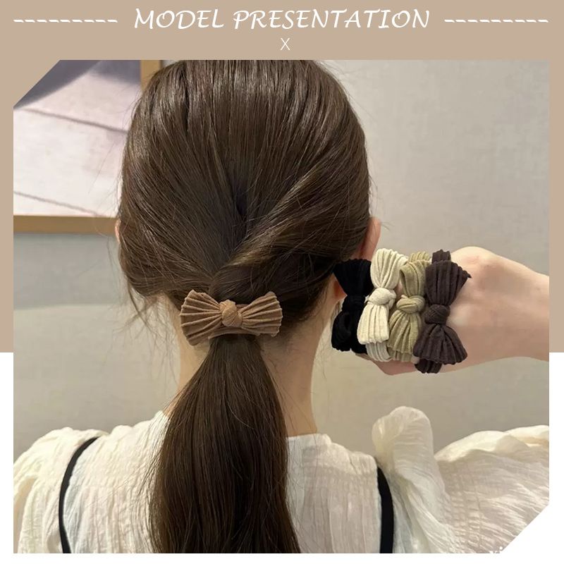 🌺🌺Dây buộc tóc co giãn phối nơ ruy băng thời trang thu đông phong cách Hàn Quốc cho nữ