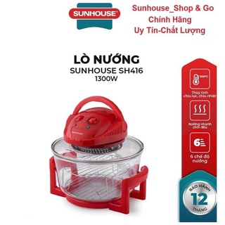 Lò nướng thủy tinh 12 lít Sunhouse SH416 đỏ_Chính hãng