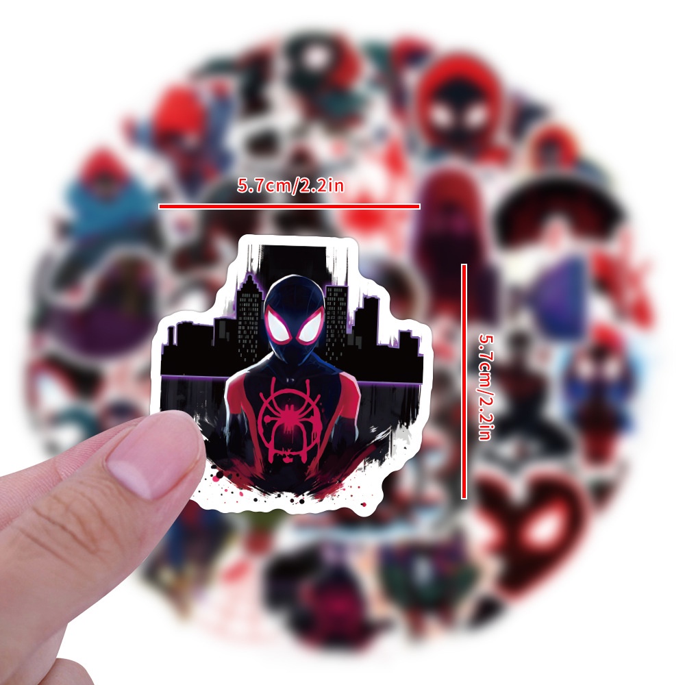 J· Hình Dán Chống Nước Miles Morales Spider-Man Phim Hoạt Hình Mũ Bảo Hiểm Máy Tính Xách Tay Hành Lý Dán Thiết Lập, 54 tờ