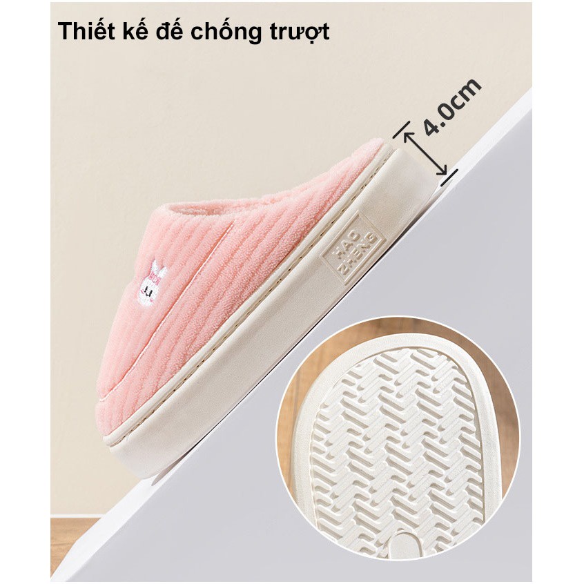 Dép Bông Đi Trong Nhà Chống Trượt Giữ Ấm Mùa Đông Thời Trang Cho Nam Nữ