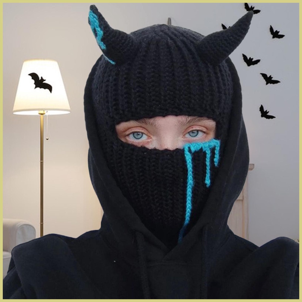 Mũ Len Trùm Đầu Có Sừng Che Mắt Giữ Ấm Khi Đi Cắm Trại / Thể Thao Ngoài Trời Thời Trang aseavn aseavn