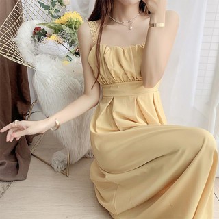 Đầm Hai Dây Màu Trơn Phong Cách Hàn Quốc Thời Trang Mùa Hè Mới 2023