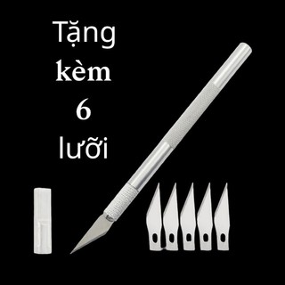 Dụng cụ nail làm bột cắt đường thẳng tạo hình ,dao chạm khắc kèm 6 lưỡi,dao cắt bột
