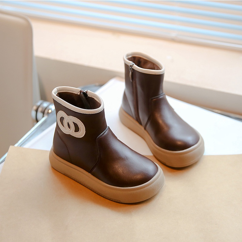 Giày Bốt martin Bằng Da Đế Mềm Có Khóa Kéo Đơn Giản Thoải Mái Cho Bé Gái 3-18 Tuổi