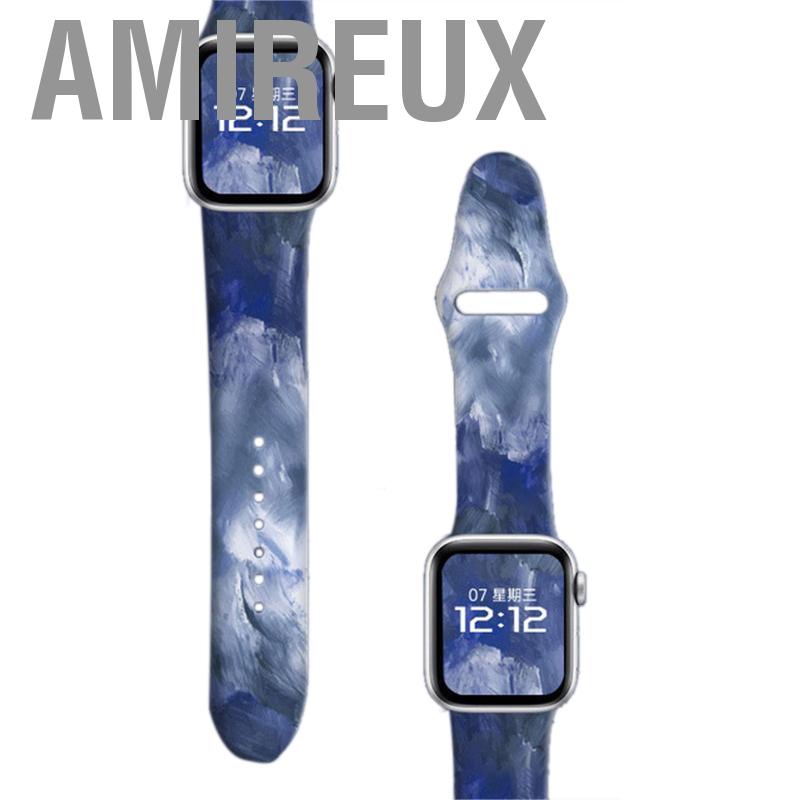 Amireux Floral Printed Smartwatch Band Replacement Soft Silicone Sport Watch Strap for Iwatch 7 Series