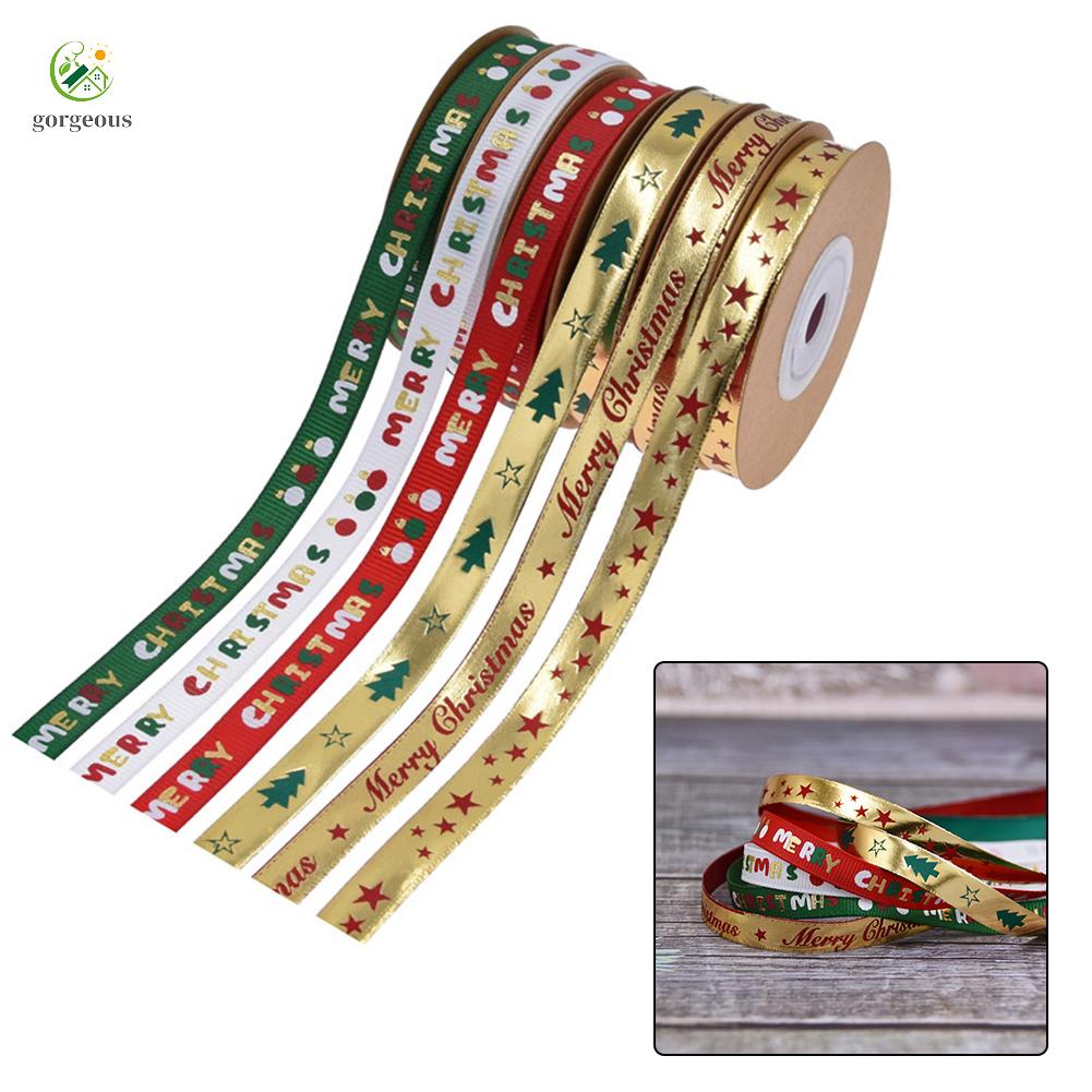 GORGEOUS~Green and White Silk Satin Ribbon for DIY Christmas For Gifts 10 Yards