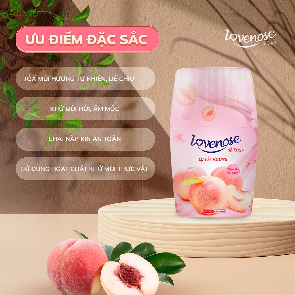 Lọ tỏa hương Lovenose 250ML hương thơm tự nhiên dễ chịu khử mùi sáp thơm phòng thế hệ mới 60 ngày  - Hàng Chuẩn