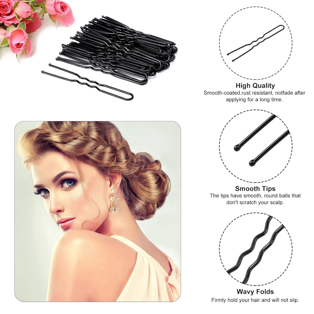 Haimeikang Set 50 Kẹp Tóc Một Hàng Hình Chữ u Cá Tính