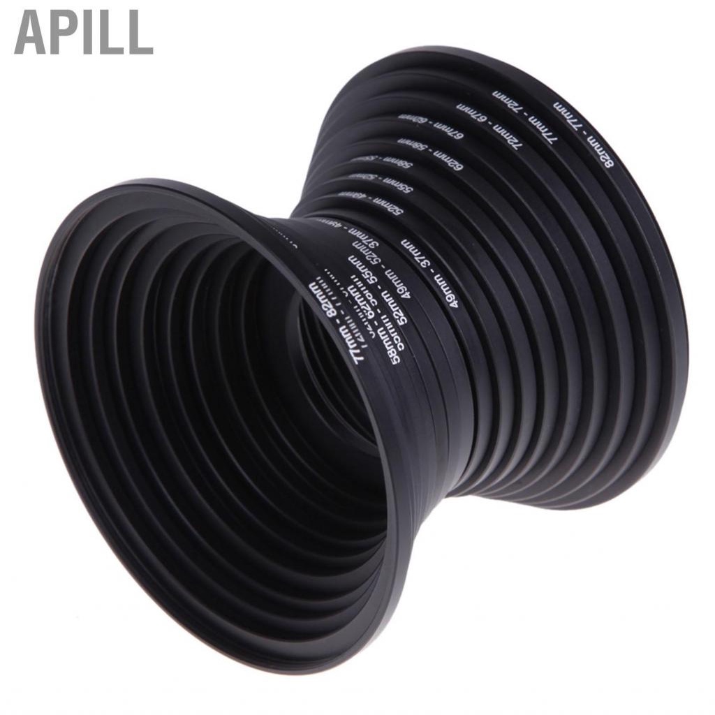 Apill 18 Piece Filter Ring Adapter Set All Metal Camera Lens Kit