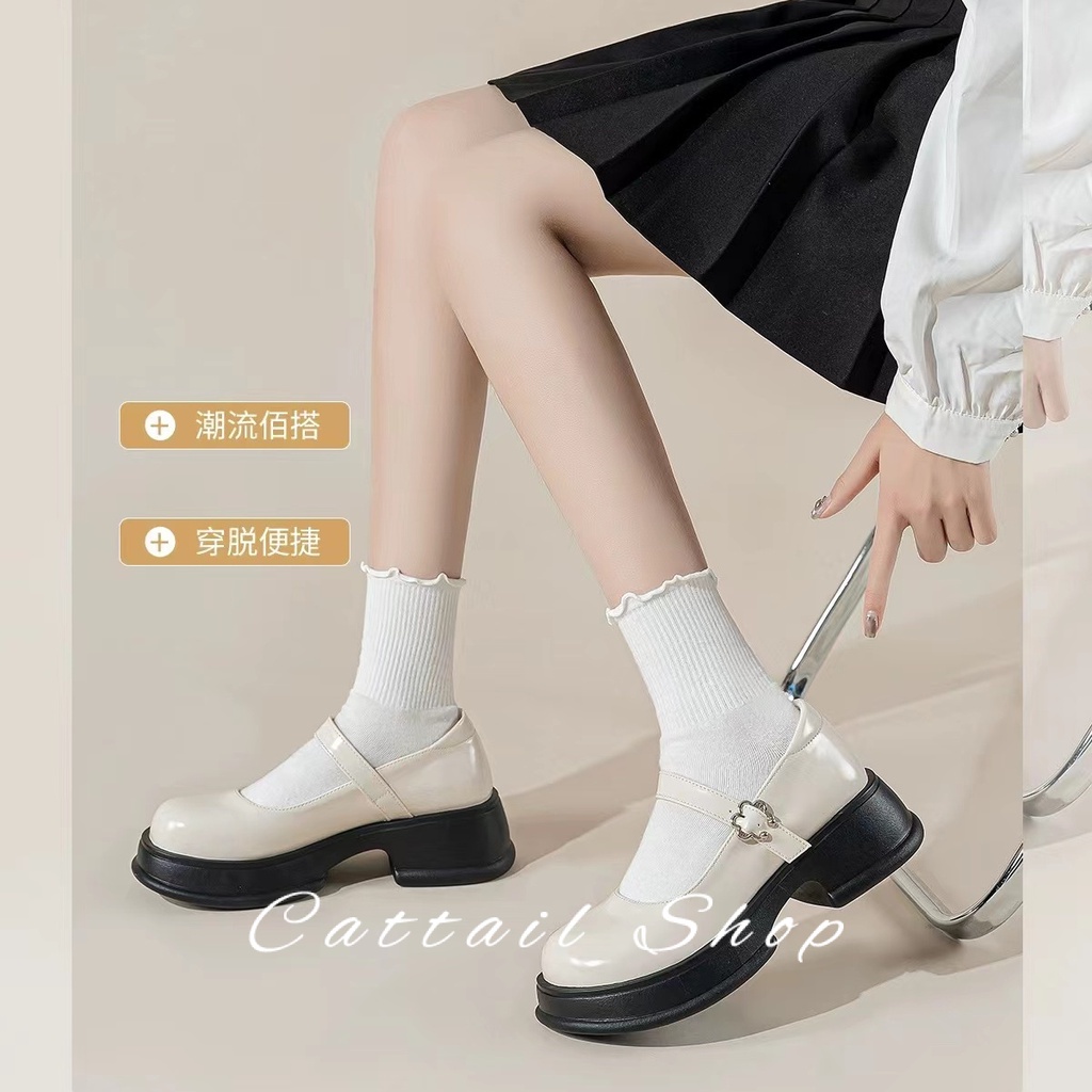 DISHULAN  giày búp bê Mary Jane Lolita Đế da mềm đế êm thời trang Đẳng cấp Thời thượng Điều chỉnh được Cá tính Tự nhiên FLF23B0YAV 48Z231130