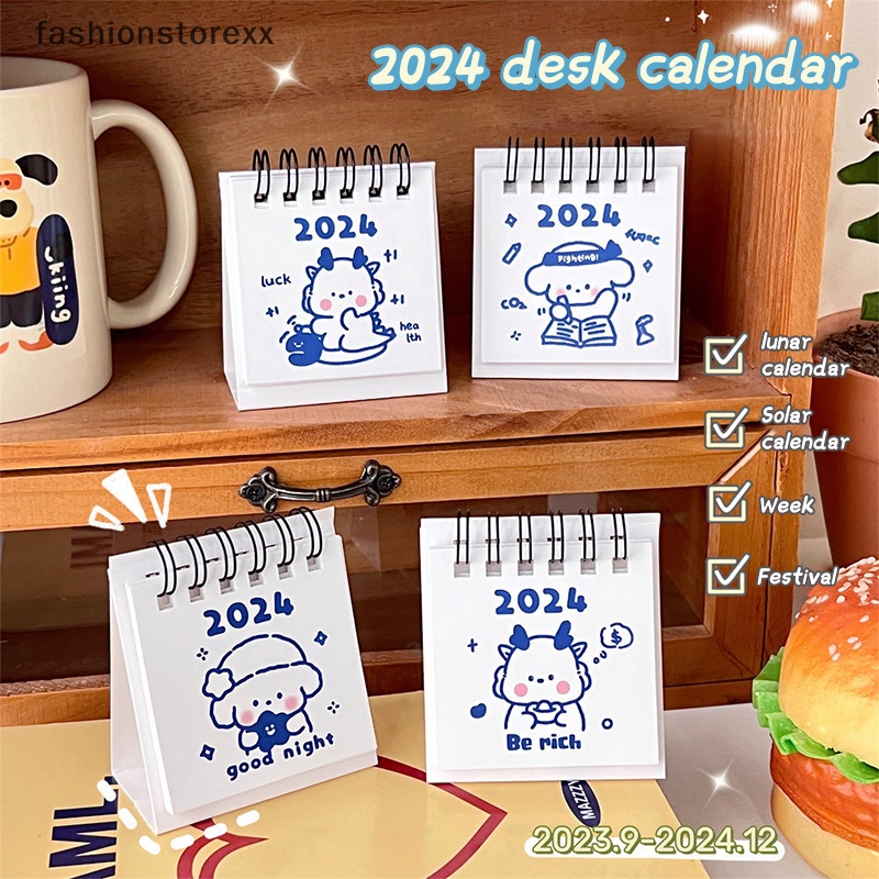 Thời đại 2023.9-2024.12. Lịch Để Bàn mini Họa Tiết Hoạt Hình Dễ Thương Bắt Mắt