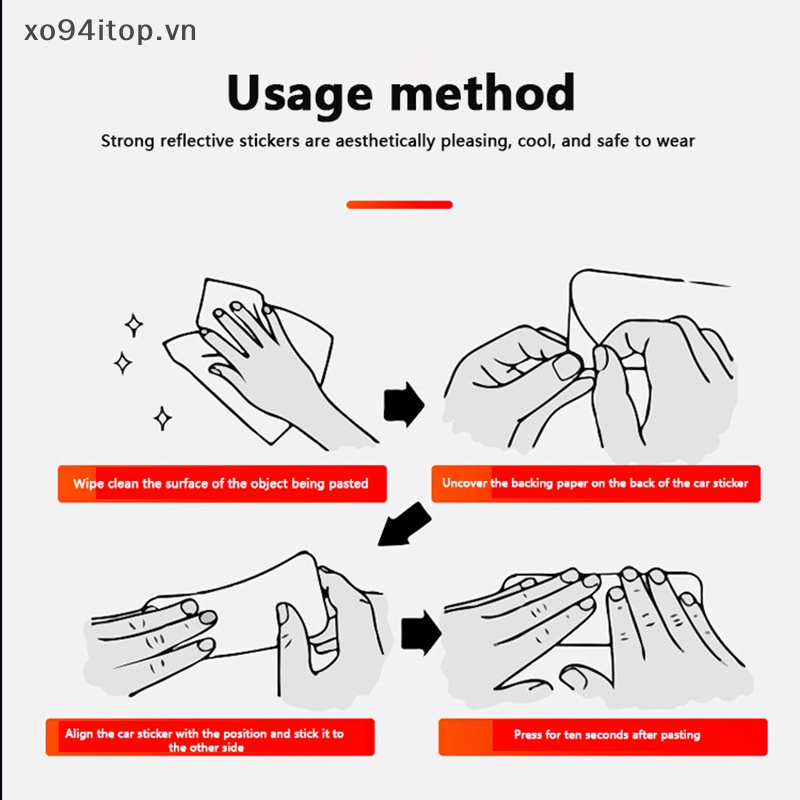 Xoitop Set 10 Miếng Dán Phản Quang Cảnh Báo An Toàn Chống Va Chạm Cho Xe Hơi Xe Máy vn