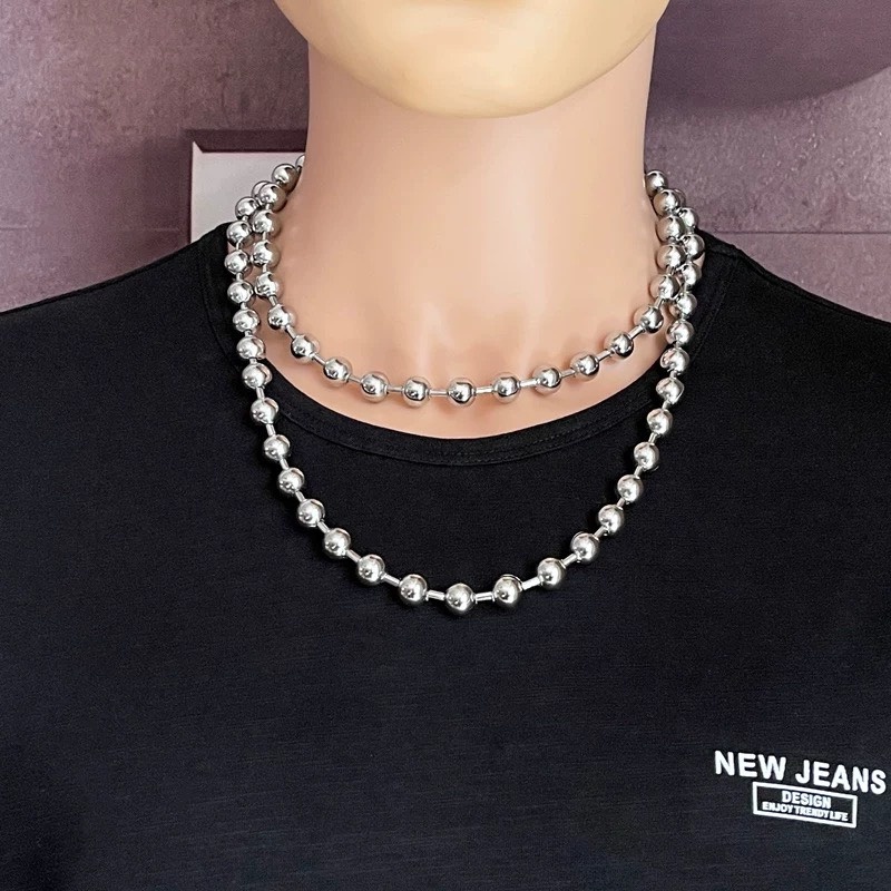 Dây chuyền bi chuỗi tròn nam nữ BallChain Migin Accessories nhiều size cá tính titan không gỉ - Vòng cổ bi BallChain