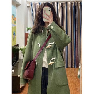 Áo khoác len xanh nút sừng cao cấp dành cho nữ Áo khoác len phong cách Hàn Quốc