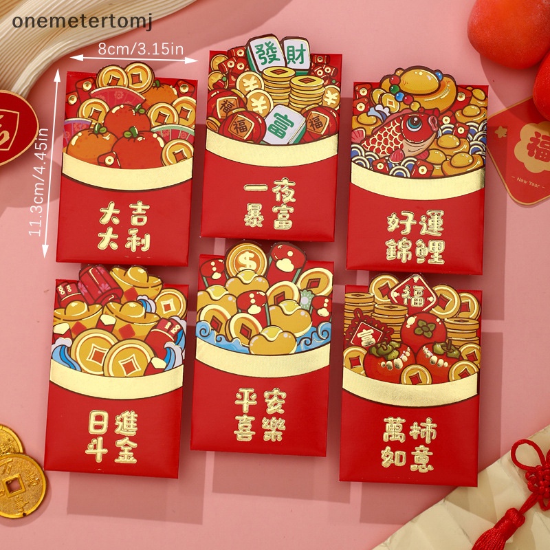 Onemetertomj Set 6 Bao Lì Xì Năm Mới 2024 Hình Rồng Đỏ May Mắn Phong Cách Trung Hoa