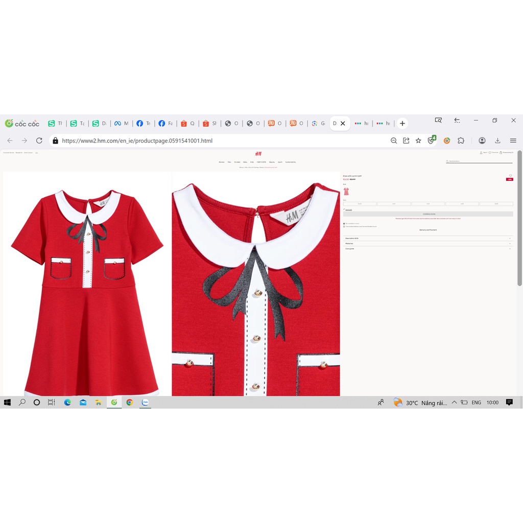 Đầm đỏ H&M xuất xịn cho bé