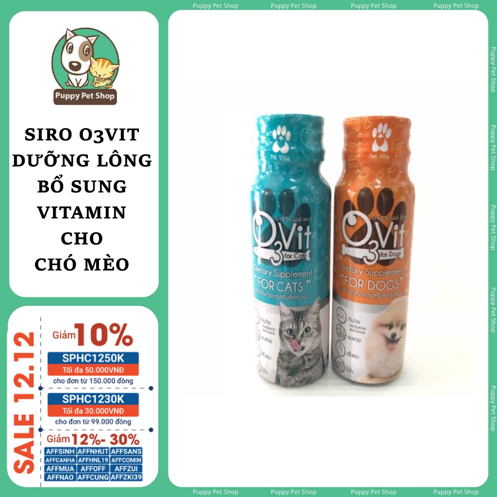 Siro ăn ngon, vitamin, mượt lông cho chó mèo- o3vit (Thái Lan)