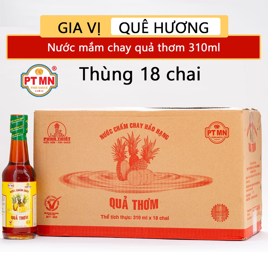 Nước Mắm Chay Phan Thiết Mũi Né Hảo Hạng Trái Thơm Xuất Khẩu 300ml GIA VỊ QUÊ HƯƠNG, thùng 18 chai