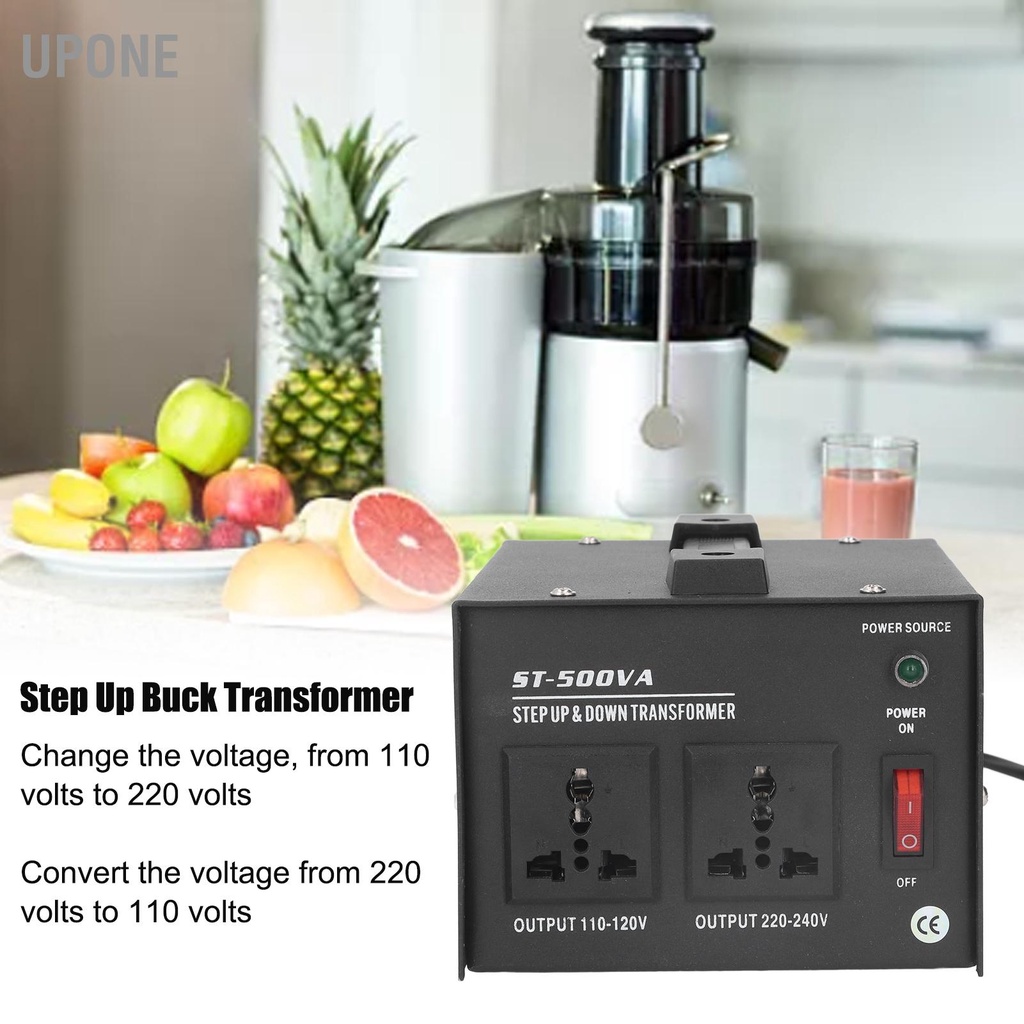 UPONE Máy biến áp Step Up Buck 500W Bộ chuyển đổi điện hạng nặng Đầu ra 110V/220V vào có thể điều chỉnh 110V‑120V/220V‑240V