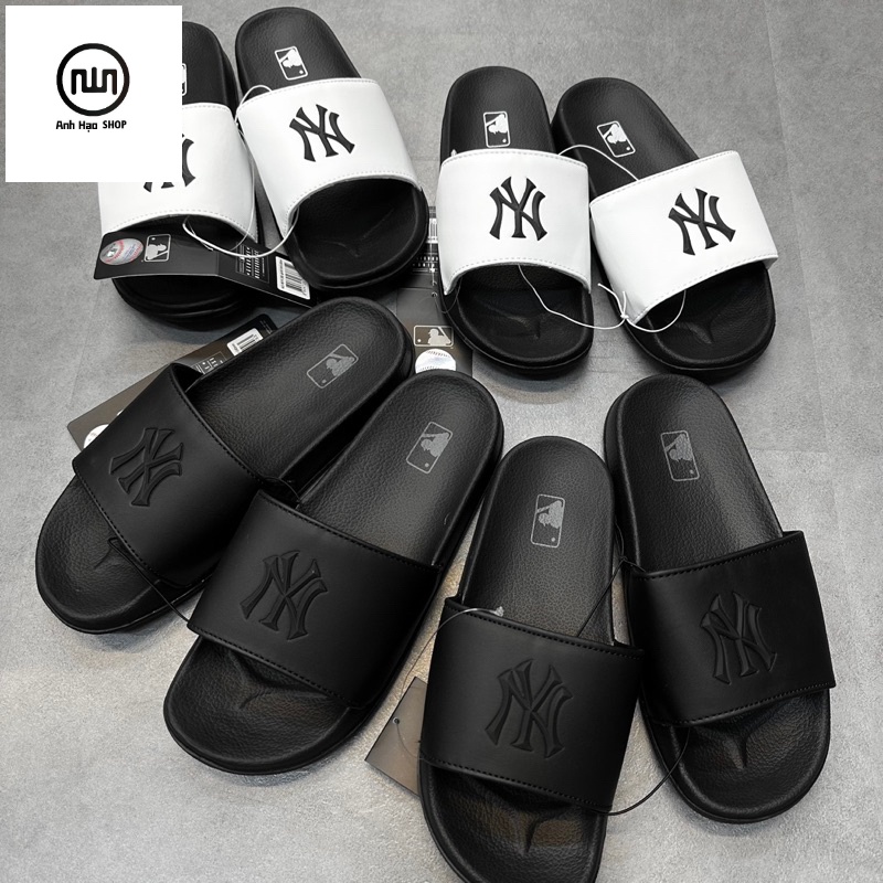 DÉP MLB NỘI ĐỊA HÀN NY ĐEN TRANG - DÉP QUAI NGANG NHẸ ÊM (HÀ