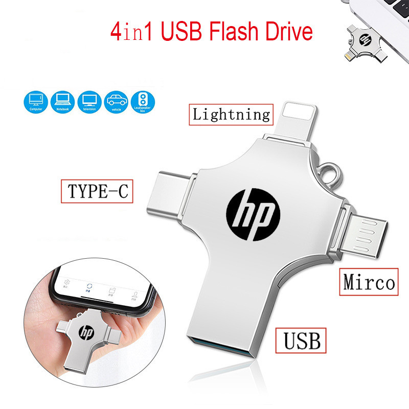 Ổ Đĩa Flash USB 3.0 Cho Iphone ipad Android Pen Drive 4 Trong 1 Thẻ Nhớ Type-c PendriveOTG 1TB 2TB