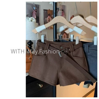 Quần short âu phục thường ngày hot girl cỡ lớn vải nỉ Milyfashion quần đùi nữ ống rộng chữ a tôn dáng gầy cạp cao mẫu mới thu đông mặc ngoài
