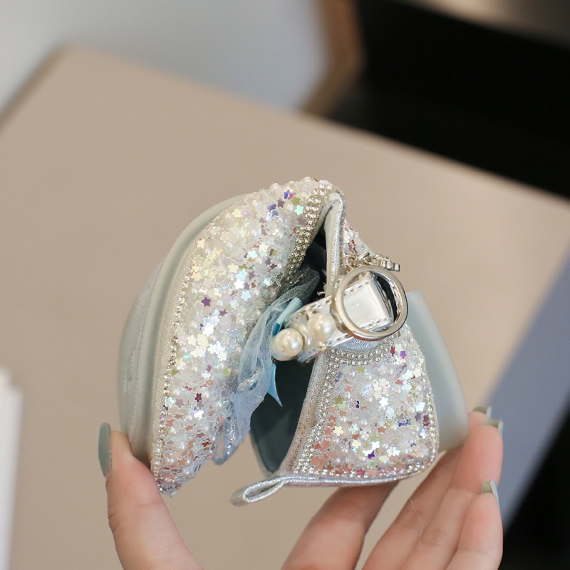 Giày Búp Bê Đế Mềm Đính Kim Sa Lấp Lánh Cho Bé Gái 2-12 Tuổi