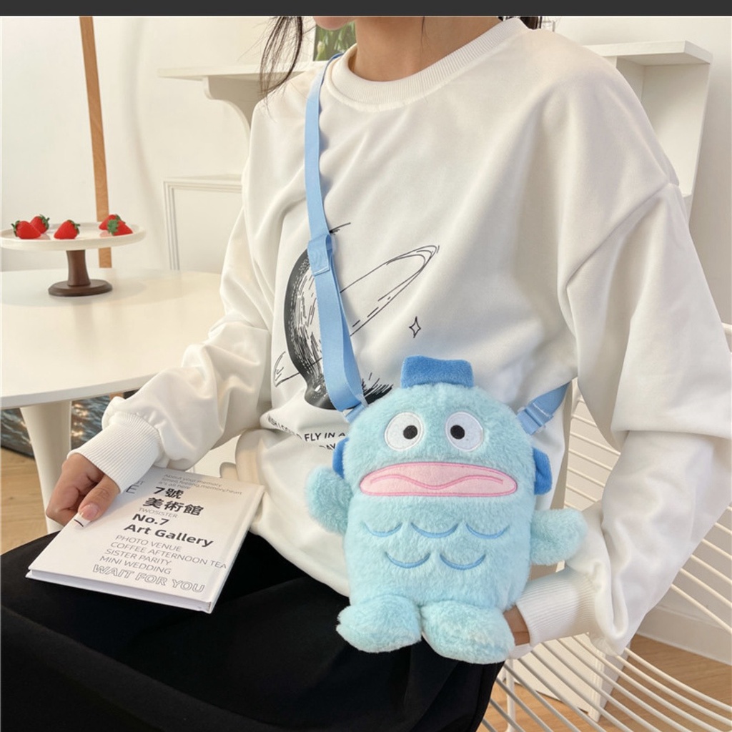 Túi Đeo Chéo Gấu Nhồi Bông Con Cá Xấu Xí Ngộ Nghĩnh Đáng Yêu