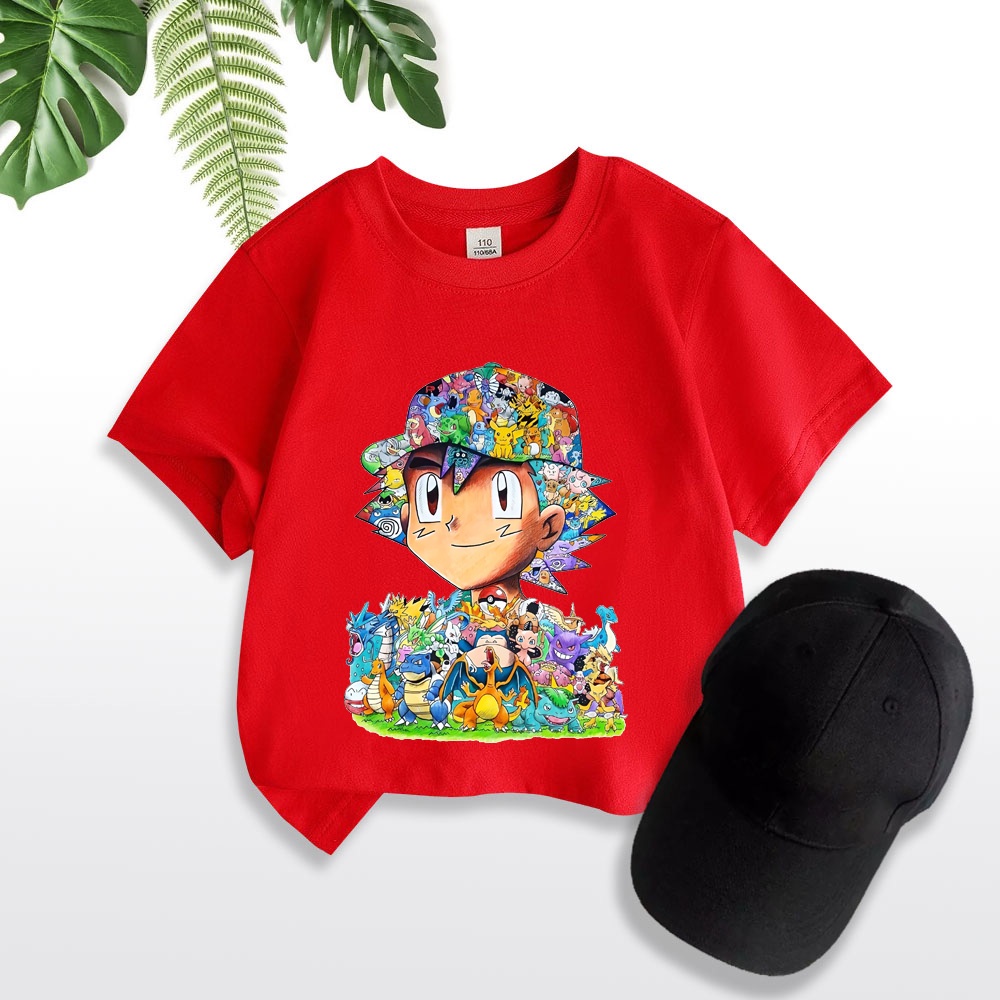 Áo thun trẻ em POKEMON ART, áo thun cho bé, có big size và size người lớn, 4 màu, Anam Store