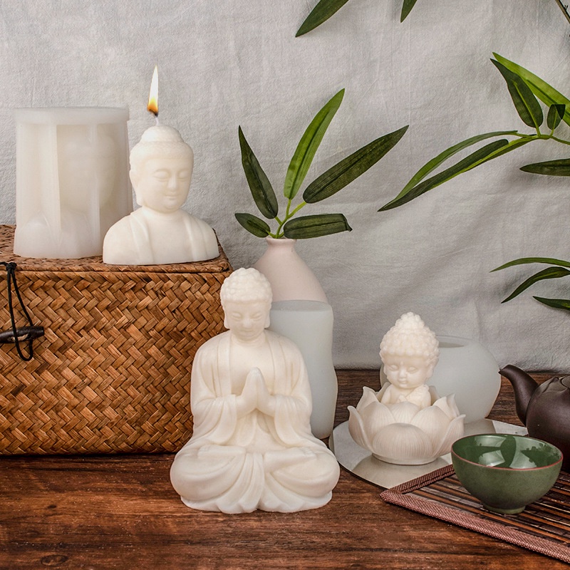 Khuôn silicone Làm Nến Thơm Hình Phật Ba Chiều diy