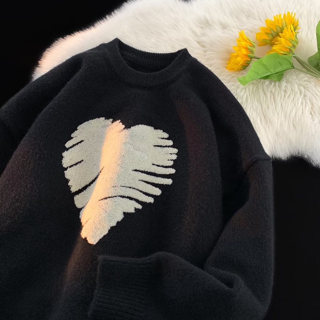 Áo sweater Dệt Kim Tay Dài Cổ Tròn Dáng Rộng Thời Trang Thu Đông Cho Nam Giới