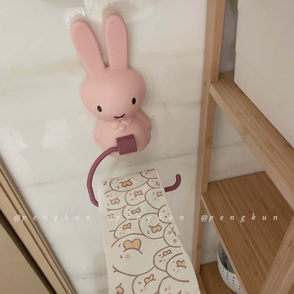 Dễ Thương Móc Treo Cuộn Khăn Giấy Vệ Sinh Hình Thỏ Màu Tương Phản Sáng Tạo Không Cần Khoan Lỗ Cho Nhà Bếp Nhà Tắm