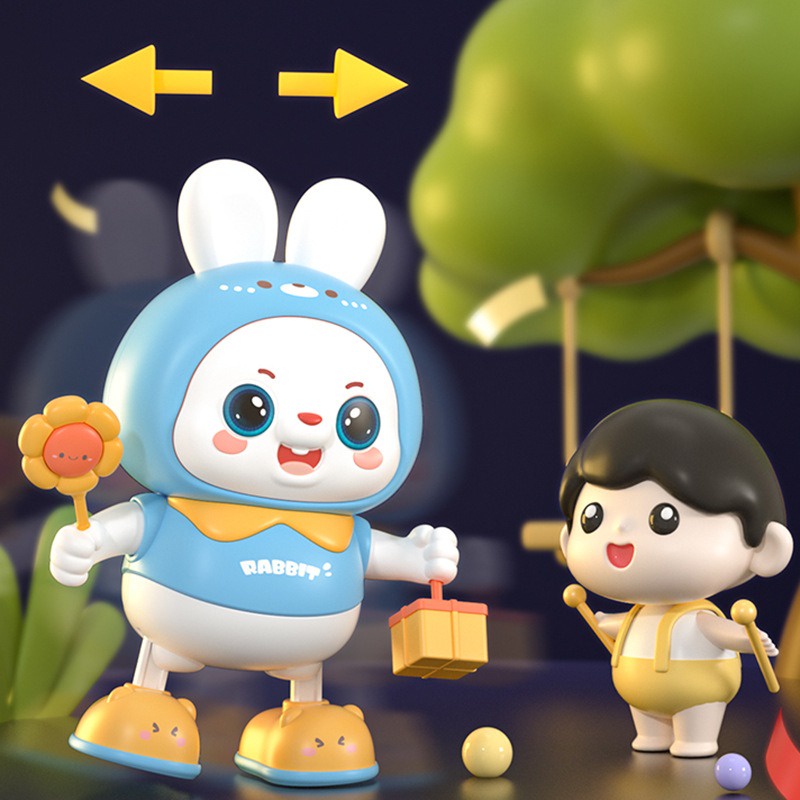 Búp Bê Đồ Chơi Thỏ Nhảy Múa Điện Tử 2 Chế Độ Bằng Nhựa Có Đèn Cho Bé