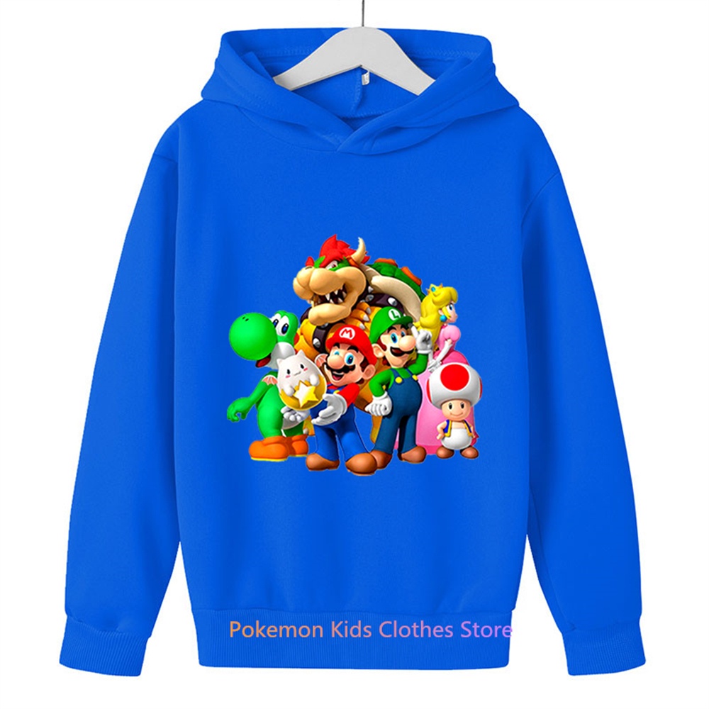 Áo Hoodie Tay Dài In Hình game super mario Cho Bé 3-12 Tuổi Thời Trang